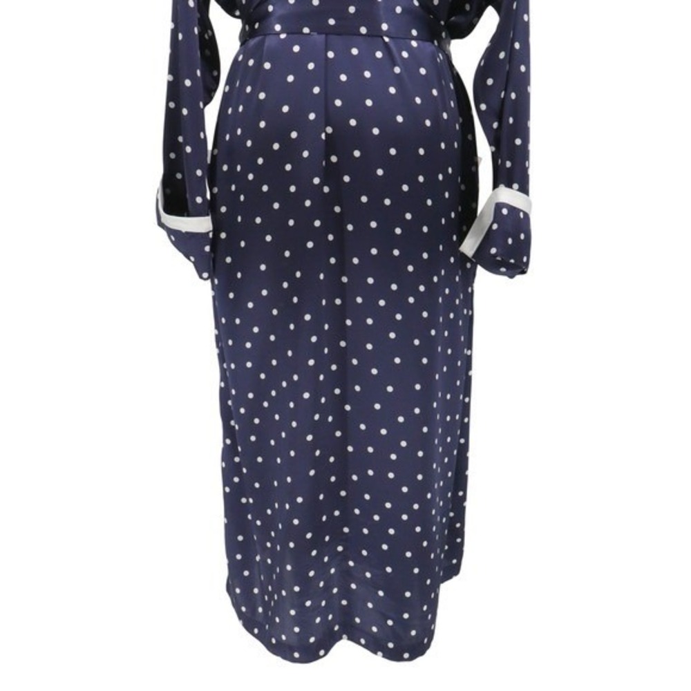 Vintage Victoria's Secret Polka Dot Full Length Robe‎ Blue White M/L Bridal - Picture 8 of 11